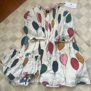NWT! Baby Girls Stevie Puff Sleeve Dress Set, 6-12 mo